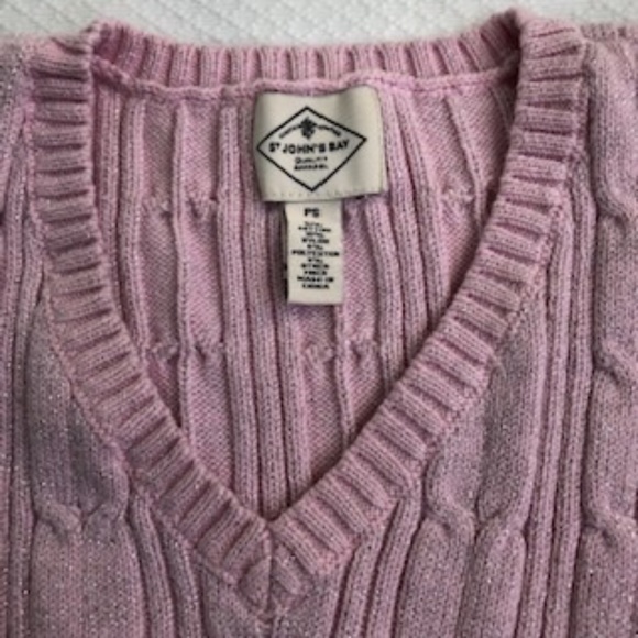 St. John's Bay, Pink/Silver Threads, V-Neck, Cable Knit, Long Sleeved Sweater - Picture 5 of 5